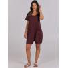 image:imageANRABESS Rompers for Women Summer Casual Short Sleeve Jumpsuits V Neck Loose Fit One Piece Outfits with Pockets 2026 ClothesBurgundy