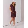 image:imageANRABESS Rompers for Women Summer Casual Short Sleeve Jumpsuits V Neck Loose Fit One Piece Outfits with Pockets 2026 ClothesBurgundy