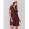 image:imageANRABESS Rompers for Women Summer Casual Short Sleeve Jumpsuits V Neck Loose Fit One Piece Outfits with Pockets 2026 ClothesBurgundy