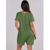 image:imageANRABESS Rompers for Women Summer Casual Short Sleeve Jumpsuits V Neck Loose Fit One Piece Outfits with Pockets 2026 ClothesGreen