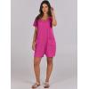 image:imageANRABESS Rompers for Women Summer Casual Short Sleeve Jumpsuits V Neck Loose Fit One Piece Outfits with Pockets 2026 ClothesHot Pink