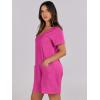 image:imageANRABESS Rompers for Women Summer Casual Short Sleeve Jumpsuits V Neck Loose Fit One Piece Outfits with Pockets 2026 ClothesHot Pink