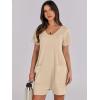 image:imageANRABESS Rompers for Women Summer Casual Short Sleeve Jumpsuits V Neck Loose Fit One Piece Outfits with Pockets 2026 ClothesKhaki