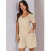 image:imageANRABESS Rompers for Women Summer Casual Short Sleeve Jumpsuits V Neck Loose Fit One Piece Outfits with Pockets 2026 ClothesKhaki