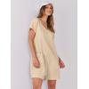 image:imageANRABESS Rompers for Women Summer Casual Short Sleeve Jumpsuits V Neck Loose Fit One Piece Outfits with Pockets 2026 ClothesKhaki