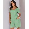 image:imageANRABESS Rompers for Women Summer Casual Short Sleeve Jumpsuits V Neck Loose Fit One Piece Outfits with Pockets 2026 ClothesLight Green