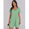 image:imageANRABESS Rompers for Women Summer Casual Short Sleeve Jumpsuits V Neck Loose Fit One Piece Outfits with Pockets 2026 ClothesLight Green