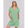 image:imageANRABESS Rompers for Women Summer Casual Short Sleeve Jumpsuits V Neck Loose Fit One Piece Outfits with Pockets 2026 ClothesLight Green