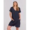 image:imageANRABESS Rompers for Women Summer Casual Short Sleeve Jumpsuits V Neck Loose Fit One Piece Outfits with Pockets 2026 ClothesNavy Blue