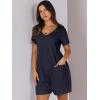image:imageANRABESS Rompers for Women Summer Casual Short Sleeve Jumpsuits V Neck Loose Fit One Piece Outfits with Pockets 2026 ClothesNavy Blue