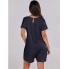 image:imageANRABESS Rompers for Women Summer Casual Short Sleeve Jumpsuits V Neck Loose Fit One Piece Outfits with Pockets 2026 ClothesNavy Blue