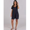 image:imageANRABESS Rompers for Women Summer Casual Short Sleeve Jumpsuits V Neck Loose Fit One Piece Outfits with Pockets 2026 ClothesNavy Blue