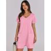 image:imageANRABESS Rompers for Women Summer Casual Short Sleeve Jumpsuits V Neck Loose Fit One Piece Outfits with Pockets 2026 ClothesPink