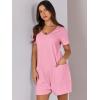 image:imageANRABESS Rompers for Women Summer Casual Short Sleeve Jumpsuits V Neck Loose Fit One Piece Outfits with Pockets 2026 ClothesPink