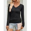 image:imageANRABESS Shirts for Women Long Sleeve V Neck Tops Dressy Business Casual Side Ruched TShirts 2026 Fall Tee Blouses OutfitsBlack
