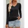 image:imageANRABESS Shirts for Women Long Sleeve V Neck Tops Dressy Business Casual Side Ruched TShirts 2026 Fall Tee Blouses OutfitsBlack