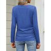 image:imageANRABESS Shirts for Women Long Sleeve V Neck Tops Dressy Business Casual Side Ruched TShirts 2026 Fall Tee Blouses OutfitsBlue