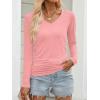 image:imageANRABESS Shirts for Women Long Sleeve V Neck Tops Dressy Business Casual Side Ruched TShirts 2026 Fall Tee Blouses OutfitsCoral