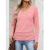 image:imageANRABESS Shirts for Women Long Sleeve V Neck Tops Dressy Business Casual Side Ruched TShirts 2026 Fall Tee Blouses OutfitsCoral