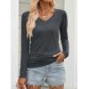 image:imageANRABESS Shirts for Women Long Sleeve V Neck Tops Dressy Business Casual Side Ruched TShirts 2026 Fall Tee Blouses OutfitsDark Grey