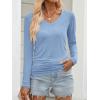 image:imageANRABESS Shirts for Women Long Sleeve V Neck Tops Dressy Business Casual Side Ruched TShirts 2026 Fall Tee Blouses OutfitsLight Blue