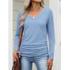 image:imageANRABESS Shirts for Women Long Sleeve V Neck Tops Dressy Business Casual Side Ruched TShirts 2026 Fall Tee Blouses OutfitsLight Blue