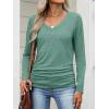 image:imageANRABESS Shirts for Women Long Sleeve V Neck Tops Dressy Business Casual Side Ruched TShirts 2026 Fall Tee Blouses OutfitsLight Green