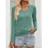 image:imageANRABESS Shirts for Women Long Sleeve V Neck Tops Dressy Business Casual Side Ruched TShirts 2026 Fall Tee Blouses OutfitsLight Green