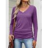 image:imageANRABESS Shirts for Women Long Sleeve V Neck Tops Dressy Business Casual Side Ruched TShirts 2026 Fall Tee Blouses OutfitsPurple