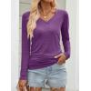 image:imageANRABESS Shirts for Women Long Sleeve V Neck Tops Dressy Business Casual Side Ruched TShirts 2026 Fall Tee Blouses OutfitsPurple
