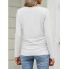 image:imageANRABESS Shirts for Women Long Sleeve V Neck Tops Dressy Business Casual Side Ruched TShirts 2026 Fall Tee Blouses OutfitsWhite