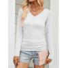 image:imageANRABESS Shirts for Women Long Sleeve V Neck Tops Dressy Business Casual Side Ruched TShirts 2026 Fall Tee Blouses OutfitsWhite