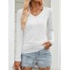 image:imageANRABESS Shirts for Women Long Sleeve V Neck Tops Dressy Business Casual Side Ruched TShirts 2026 Fall Tee Blouses OutfitsWhite