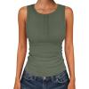 image:imageANRABESS Tank Tops for Women Sleeveless Henley High Neck Summer Casual Ribbed Slim Shirts Racerback Beach Vacation ClothesArmy Green