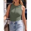 image:imageANRABESS Tank Tops for Women Sleeveless Henley High Neck Summer Casual Ribbed Slim Shirts Racerback Beach Vacation ClothesArmy Green
