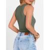 image:imageANRABESS Tank Tops for Women Sleeveless Henley High Neck Summer Casual Ribbed Slim Shirts Racerback Beach Vacation ClothesArmy Green