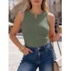 image:imageANRABESS Tank Tops for Women Sleeveless Henley High Neck Summer Casual Ribbed Slim Shirts Racerback Beach Vacation ClothesArmy Green