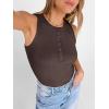 image:imageANRABESS Tank Tops for Women Sleeveless Henley High Neck Summer Casual Ribbed Slim Shirts Racerback Beach Vacation ClothesCoffee