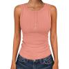 image:imageANRABESS Tank Tops for Women Sleeveless Henley High Neck Summer Casual Ribbed Slim Shirts Racerback Beach Vacation ClothesCoral