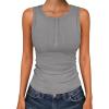 image:imageANRABESS Tank Tops for Women Sleeveless Henley High Neck Summer Casual Ribbed Slim Shirts Racerback Beach Vacation ClothesGray