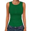 image:imageANRABESS Tank Tops for Women Sleeveless Henley High Neck Summer Casual Ribbed Slim Shirts Racerback Beach Vacation ClothesGreen