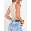image:imageANRABESS Tank Tops for Women Sleeveless Henley High Neck Summer Casual Ribbed Slim Shirts Racerback Beach Vacation ClothesLight Beige