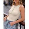 image:imageANRABESS Tank Tops for Women Sleeveless Henley High Neck Summer Casual Ribbed Slim Shirts Racerback Beach Vacation ClothesLight Beige
