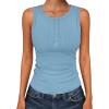 image:imageANRABESS Tank Tops for Women Sleeveless Henley High Neck Summer Casual Ribbed Slim Shirts Racerback Beach Vacation ClothesSky Blue