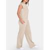 image:imageANRABESS Two Piece Sets for Women 2026 Summer Travel Vacation Outfits Sleeveless Lounge Set Matching Wide Leg Pants SweatsuitApricot