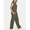 image:imageANRABESS Two Piece Sets for Women 2026 Summer Travel Vacation Outfits Sleeveless Lounge Set Matching Wide Leg Pants SweatsuitArmy Green