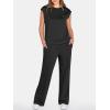 image:imageANRABESS Two Piece Sets for Women 2026 Summer Travel Vacation Outfits Sleeveless Lounge Set Matching Wide Leg Pants SweatsuitBlack