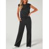 image:imageANRABESS Two Piece Sets for Women 2026 Summer Travel Vacation Outfits Sleeveless Lounge Set Matching Wide Leg Pants SweatsuitBlack