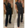 image:imageANRABESS Two Piece Sets for Women 2026 Summer Travel Vacation Outfits Sleeveless Lounge Set Matching Wide Leg Pants SweatsuitBlack