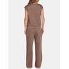 image:imageANRABESS Two Piece Sets for Women 2026 Summer Travel Vacation Outfits Sleeveless Lounge Set Matching Wide Leg Pants SweatsuitBrown